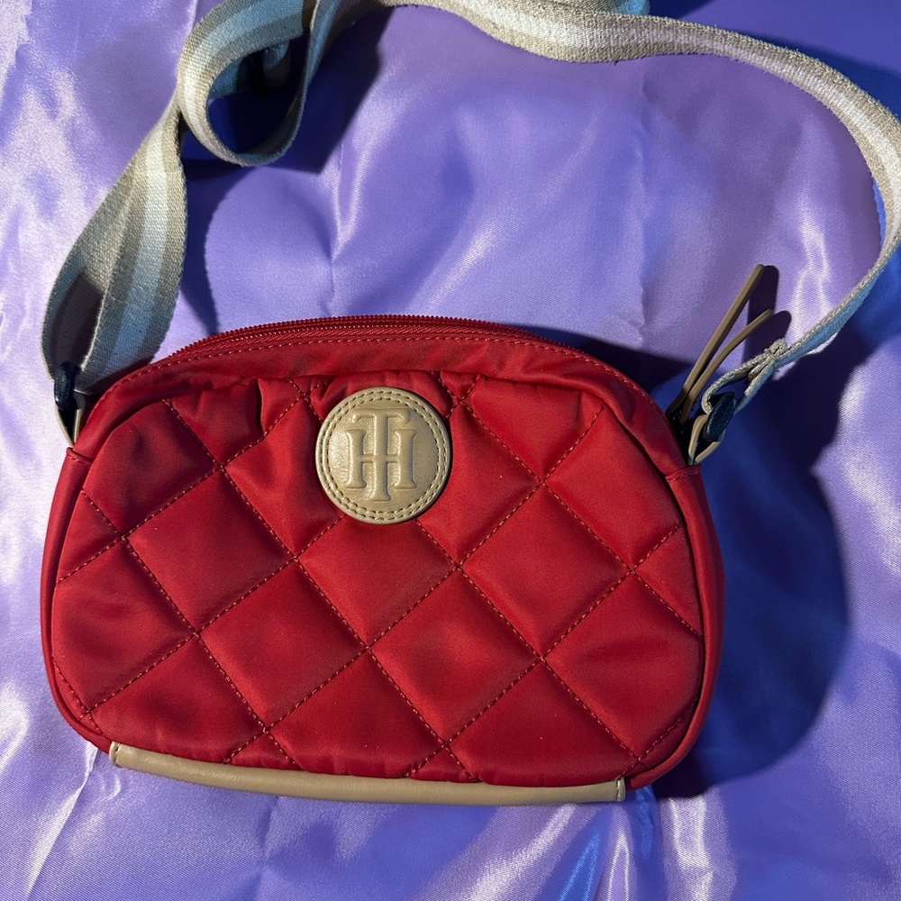 Tommy Hilfiger Red Quilted Crossbody Bag